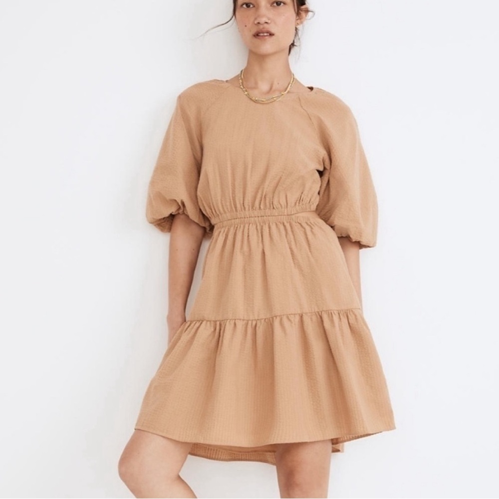 Madewell Searsucker Puffed Sleeve Dress